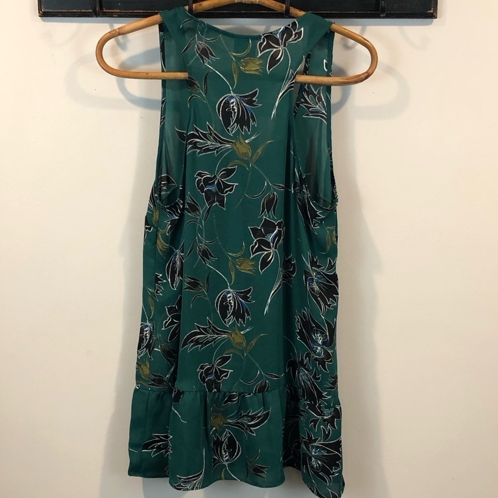 Cabi Zoe Green Floral Racerback Peplum Tank Size Medium - Picture 6 of 8